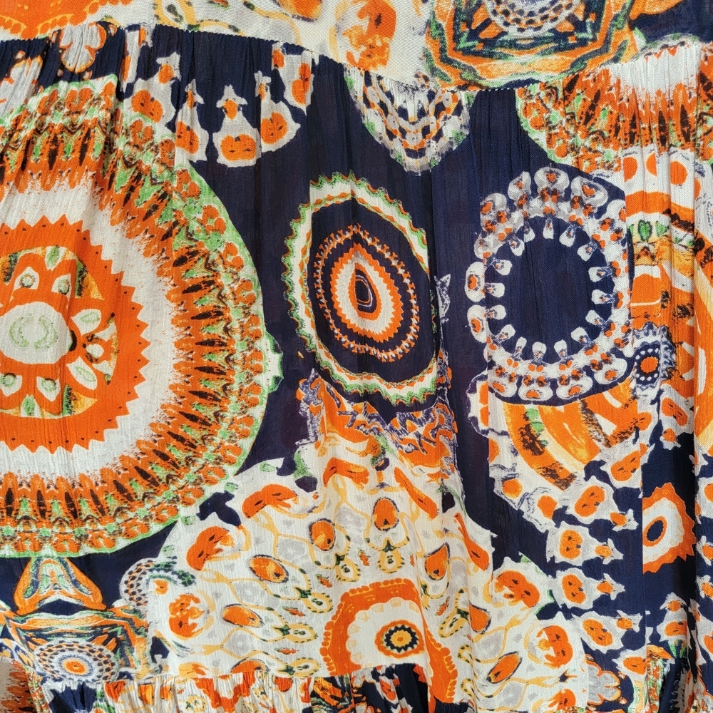 RAGA Navy and Orange Circular Print Boho Maxi Dress - Picture 7 of 11